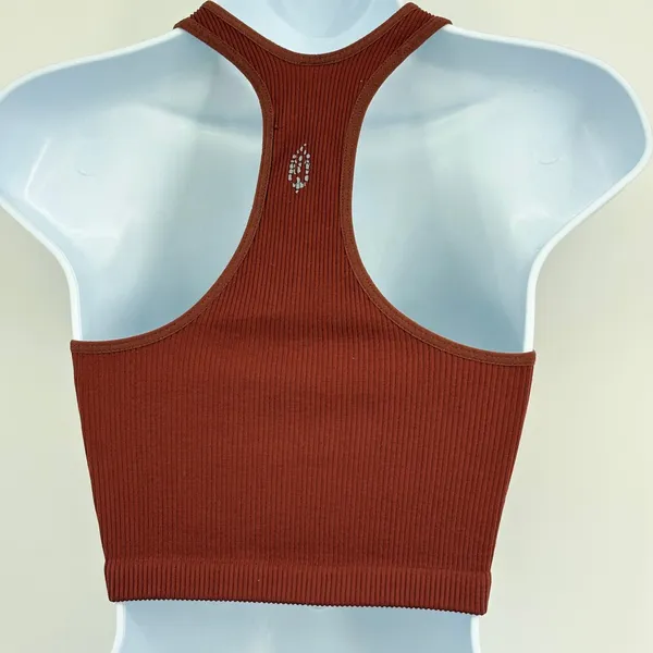 Free People Movement Free Throw Crop Tank Women S Rust Ribbed Racerback Top Yoga - Image 6