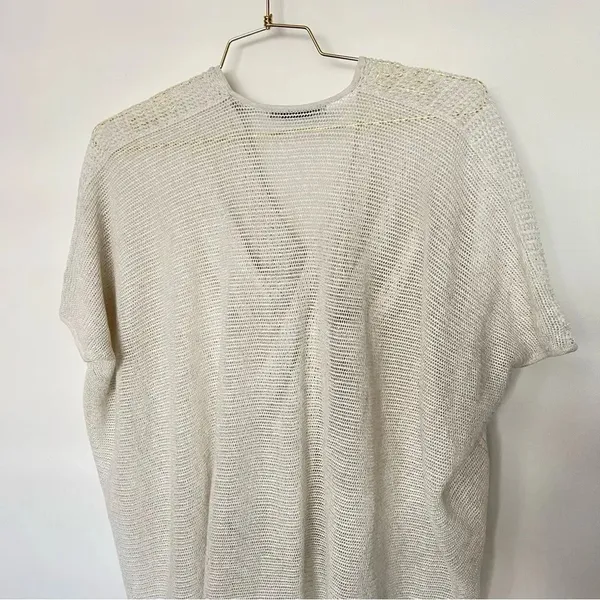 All Saints Itat Levita Twist Front Mesh Poncho Wrap Size X-Small Ivory/Beige - Image 5