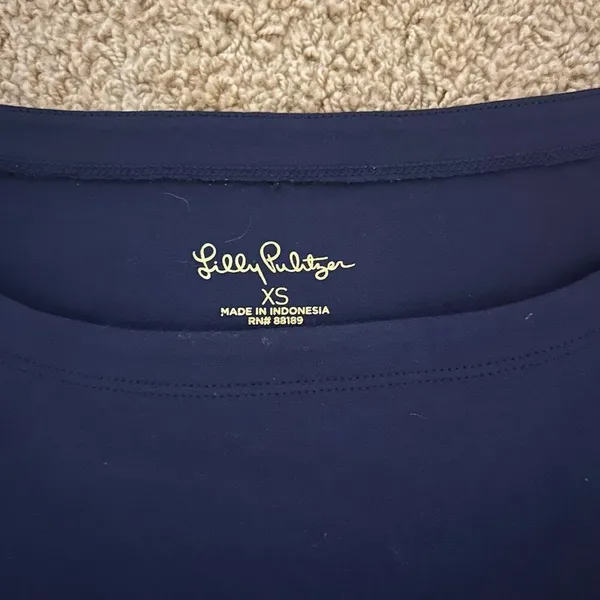 Lilly Pulitzer UPF 50+ Sophie Dress Navy Blue 3/4 sleeve gold button size XS‎ - Image 7