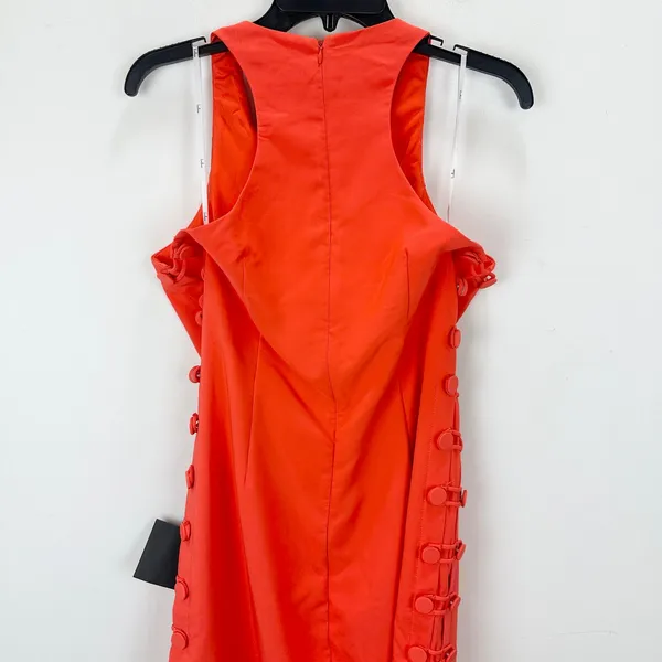 Lulus Masterfully Mod Bright Orange Side Button Midi Dress Cutout XL NWT - Image 9