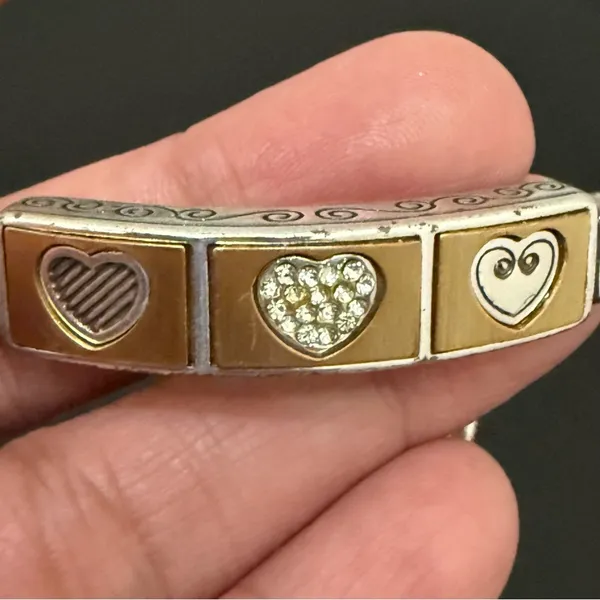 Retired BRIGHTON Triple Heart Silverplated With Gold Heart ID 8” Bracelet 29g. - Image 13