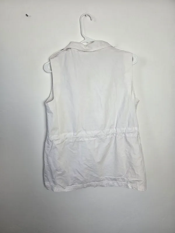 100% Cotton White Utility Vest Lightweight Gorpcore Hiking Outdoor Medium - Image 9
