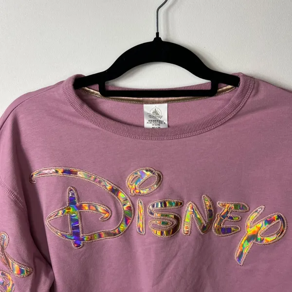 Disney World 50th Anniversary Sweatshirt Mauve Iridescent‎ Logo Womens Medium - Image 2