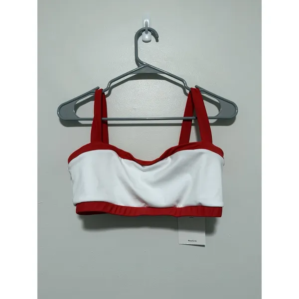 Reformation NWT Adelina Ecomove White Sports Bra Red Trim Size Medium - Image 3