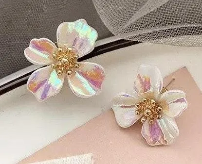 Shiny Flower Stud Earrings Multiple - Image 3