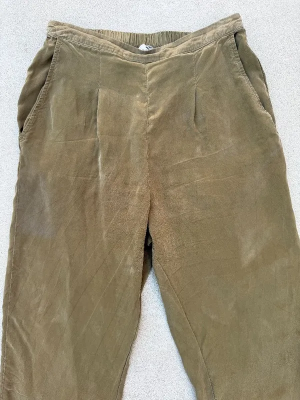 Whimsy + Row Olive Green Sustainable Cupro Rowen Pants Wide Leg Size Small - Image 3