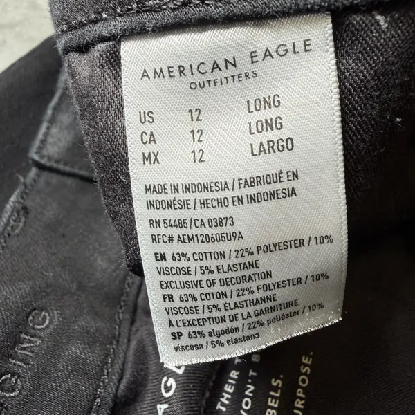 American Eagle Womens Size 12 Long The Dream Jean Black High Rise Jegging Skinny - Image 5