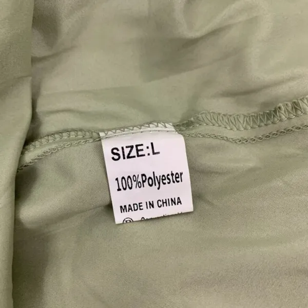 Women’s Ruffle Dress Large Green Short Sleeve‎ Front Tie - Image 5