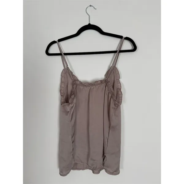 Unbranded Camisole Tank Top Womens S/M Mauve Purple Ruffle V-Neck Satin - Image 2
