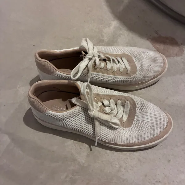 Vionic Galia Womens Knit Lace Up Sneakers Cream Tan Walking Shoes‎ Size 8.5 - Image 3