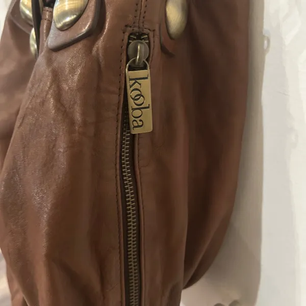 Kooba Brown Leather Bucket Bag with gold hardware - Image 4