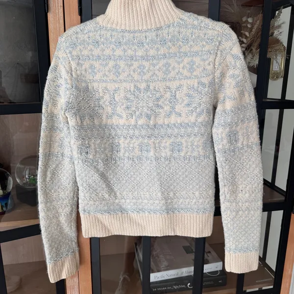 Vintage Ralph Lauren‎ Cashmere Ski Sweater Fair Isle Full Zip knit mockneck - Image 3