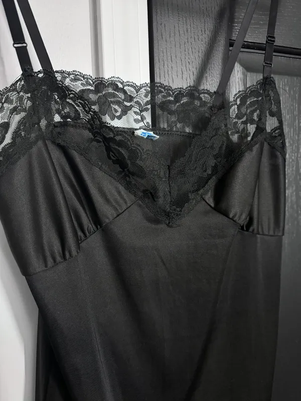 Black Satin Dress Size M - Image 7
