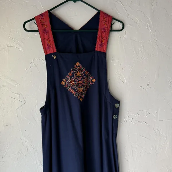 Source Unknown Boho Maxi Dress Vintage Artsy Large Embroidered Floral‎ Sleeveless Ethnic Beaded - Image 2