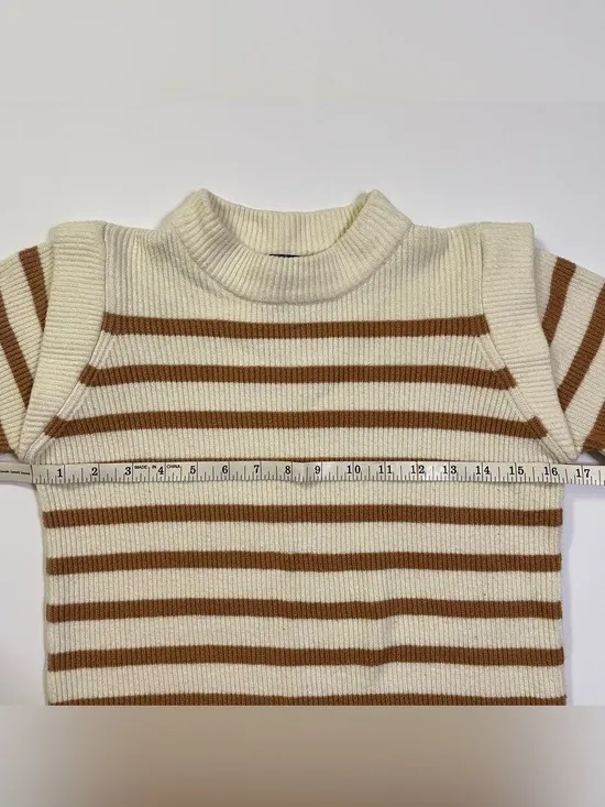 PrettyGarden Cream Sweater Tan Stripes size S - Image 7