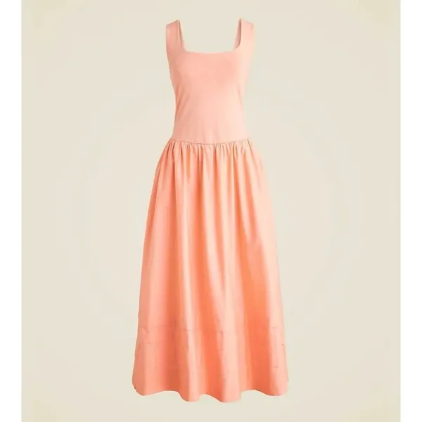 J.Crew Drop Waist Mixy Dress Midi Cotton A Line Minimalist Blush Pink Small NWT - Image 2