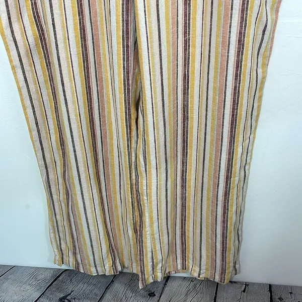 D&Co Naturals Linen blend pull on pants multicolor Striped Pants size Large - Image 3