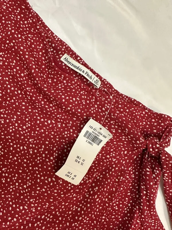 NWT Abercrombie & Fitch Ruffle Wrap Mini Skirt – Red Floral – XS - Image 8