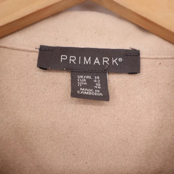 Primark Shacket Women 10 Oversized Beige Faux Suede Button-Down Good - Image 2