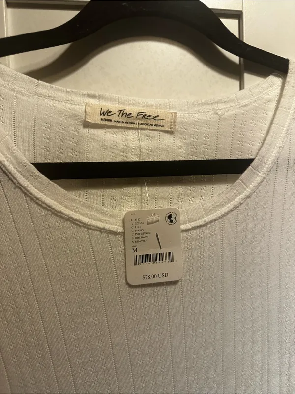 NWT FREE PEOPLE Tate Pointelle Tunic- Ivory Combo $78 MSRP - Image 5
