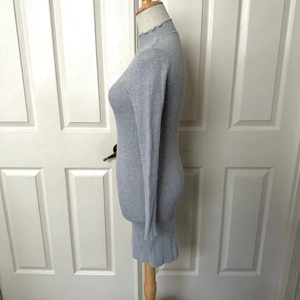 Bershka BSK Girl grey long sleeve bodycon dress - Image 3