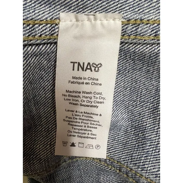 Aritzia TNA The Tina Crop Washed Denim Light Blue Jacket‎ Biker Style Size XS - Image 10