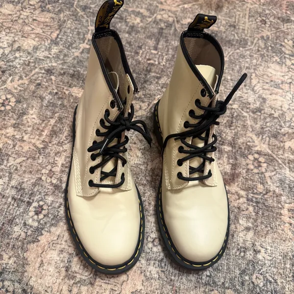 Dr. Martens 1460 Parchment Beige Smooth Leather 8-Eye Combat Boots 30552 - Image 7