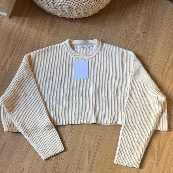 NWT NIA Cream Arianna Ribbed Knit Sweater - Image 2