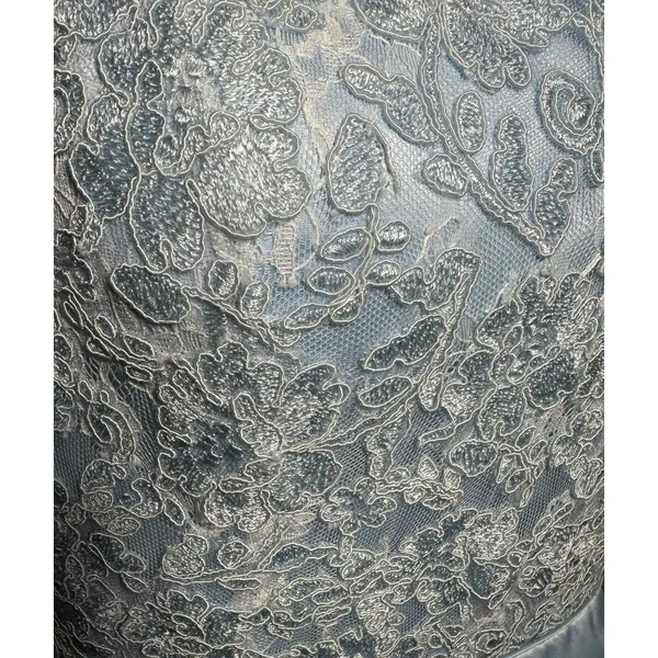 Sherri Hill Ice Blue Satin Prom Dress with Floral Embroidery & Pockets - Sz 10 - Image 9