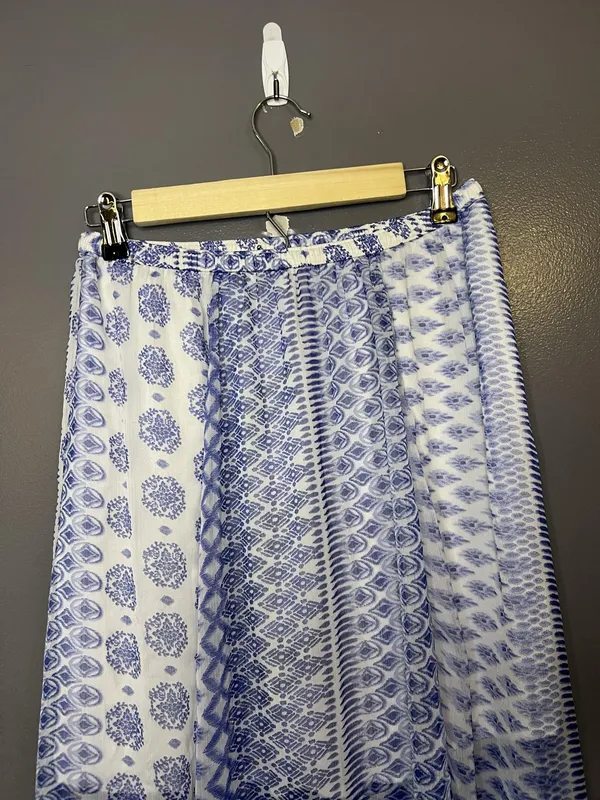 Hollister Skirt Womens Large Blue White Geometric Pleated Maxi Lined Boho - Image 5
