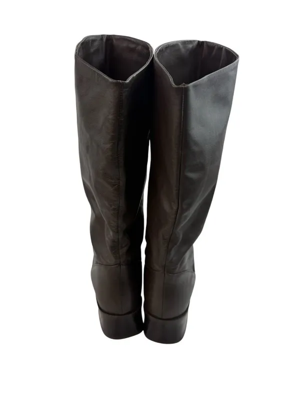 Vtg Y2K 90s Markon Shelly Calf High Boot Womens Size 9 M Brown Leather Fold Over - Image 5