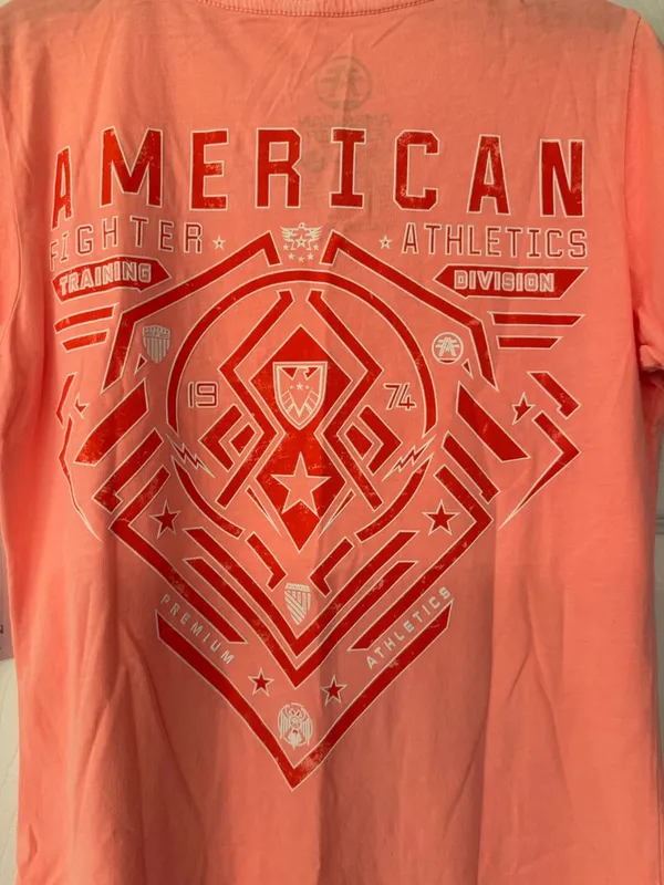 American Fighter Brimley Women's Coral Peach Graphic Cotton Tee Size XS - Image 6