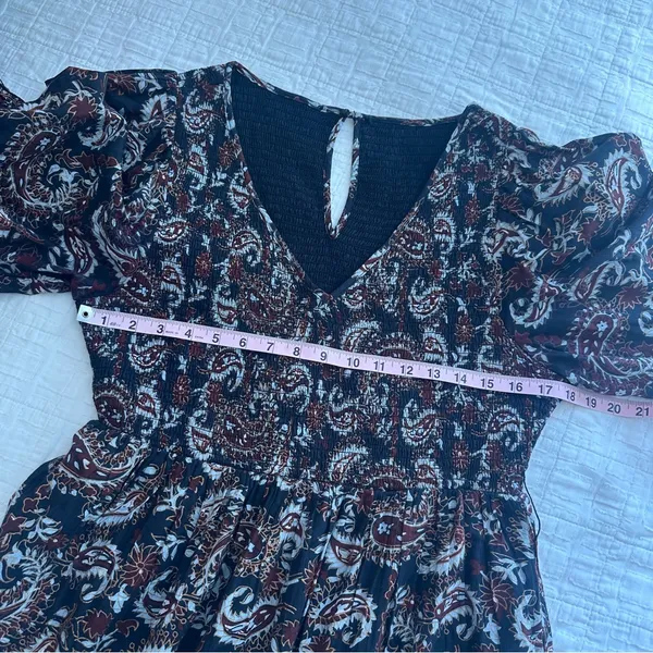 Cleobella Carly Paisley Dress Smocked Pockets XL Avalon Black - Image 7