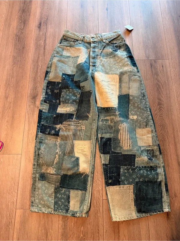 Free People Illusions Patchwork Barrel Jeans- size 25 - Image 5