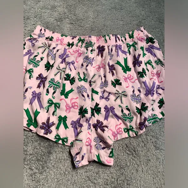 Pink Victoria’s Secret pajama lounge bow pattern Shorts large - Image 9