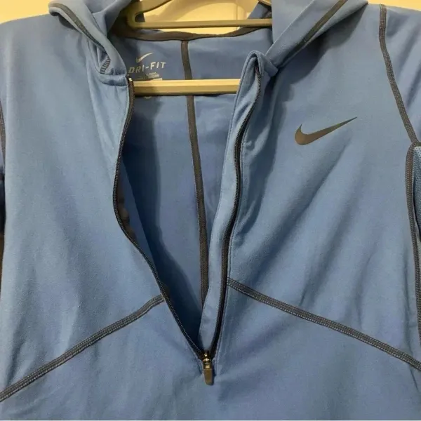 NIKE Women's Half Zip Blue Dri-Fit Running Athletic Hoodie Sweatshirt Size Small - Image 3