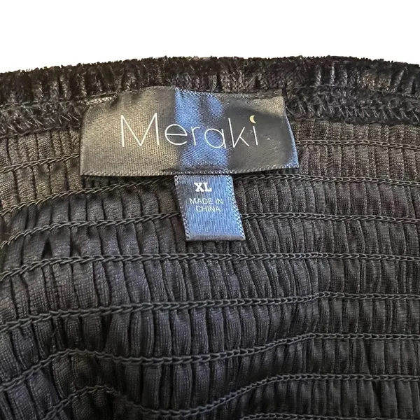 Meraki Velvet Rhinestone Crop Top Corset Size XL Black Smocked NWOT - Image 4