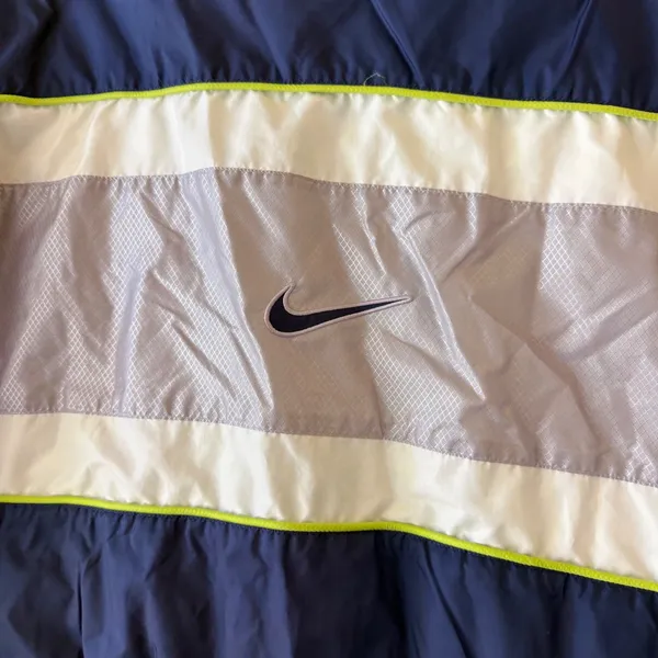 Nike Vintage 90s Colorblock Full Zip Windbreaker Jacket Women Medium Navy Blue - Image 5