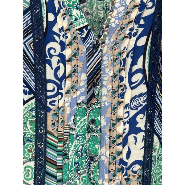Anthropologie TINY Green Caviana Shirt Dress Size XSP‎ Lace Boho Artsy Beach - Image 5
