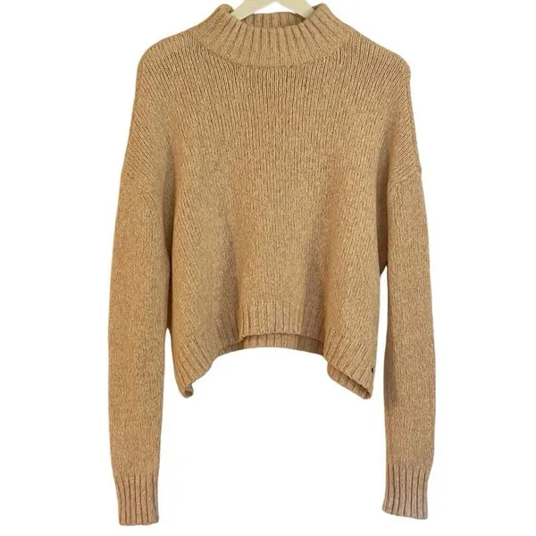 American Eagle pink cropped mock neck knit sweater - Image 2