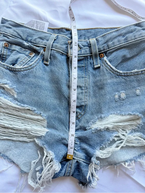 Levi’s 501 Original Denim Distressed Button Fly Shorts in Quiet Riot Size 27 - Image 13