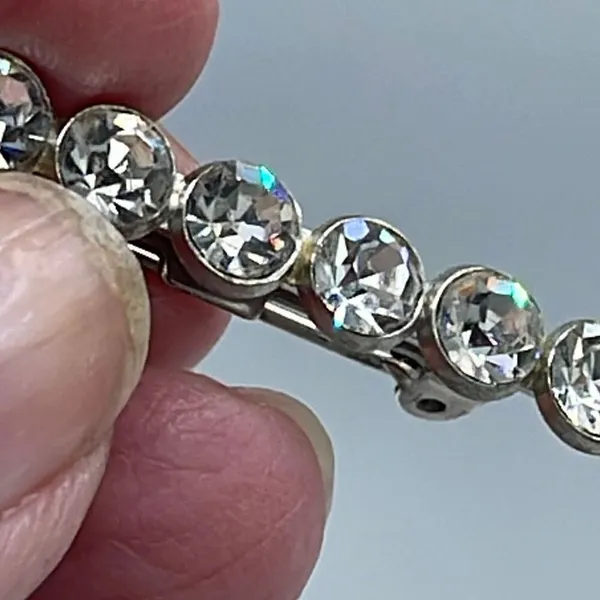 Vintage crystal bar brooch Silver - Image 8