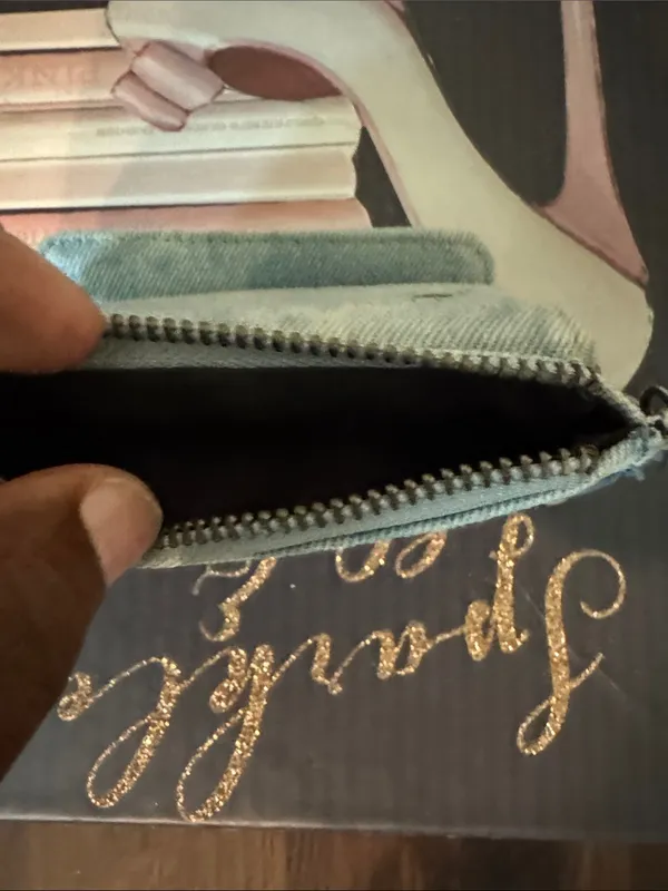 Light Blue Denim Card Wallet with Snap Closure - Image 4