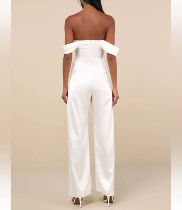 Lulus White Satin Jumpsuit - Image 2