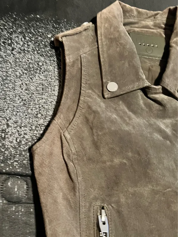 Womens S Blanknyc Genuine Suede Sleeveless Moto Vest-Taupe - Image 4