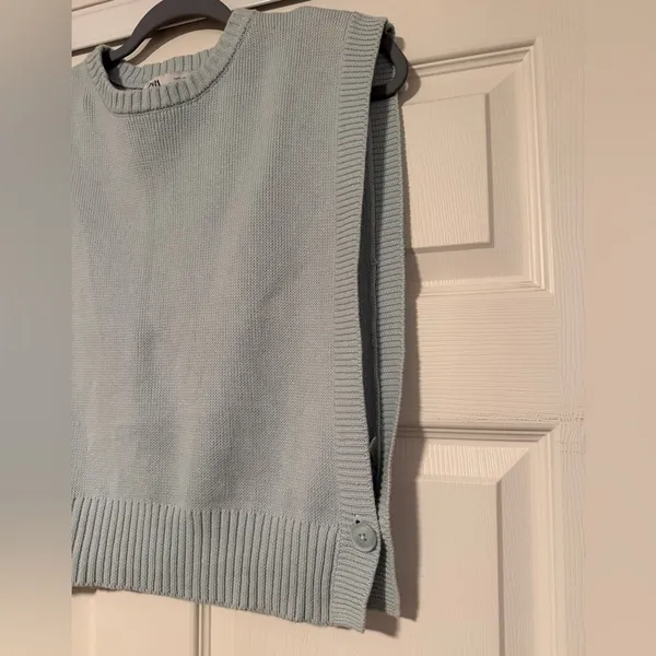 Zara Vest Blue Sweater Vest Tank Top Fall Chunky Preppy‎ Academia - Image 6