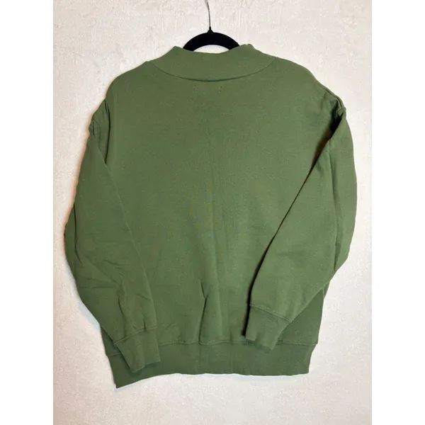 Anthropologie oversized Green MOM Chenille Patch Mock Neck Sweatshirt XS fits M - Image 8