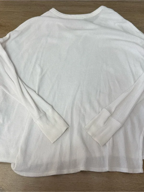 Aerie Relaxed White Graphic Waffle Knit Top - The Great Outdoors - Image 6