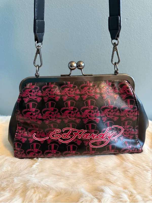 Ed Hardy Rhinestone Tiger Kiss Lock Shoulder Bag - Image 5