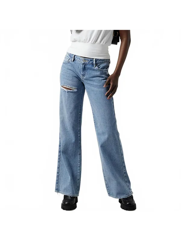 Pacsun Zoe Low Rise Girlfriend Jeans Ripped Medium Indigo NWT Eugenie Size 30 - Image 4